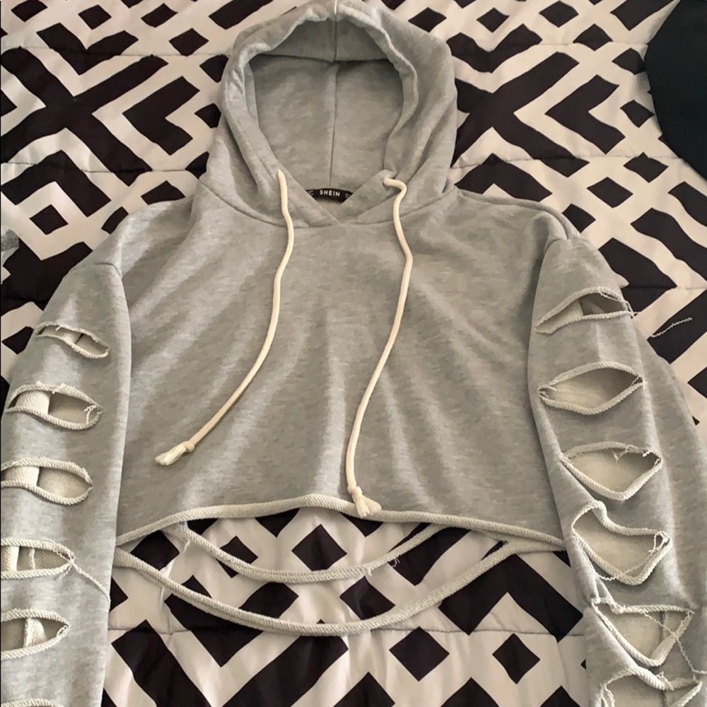Grey cropped hoodie